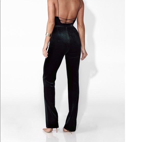 NWT JLUXLABEL black Beautiful Sexy Velvet Jumpsuit - Picture 7 of 8